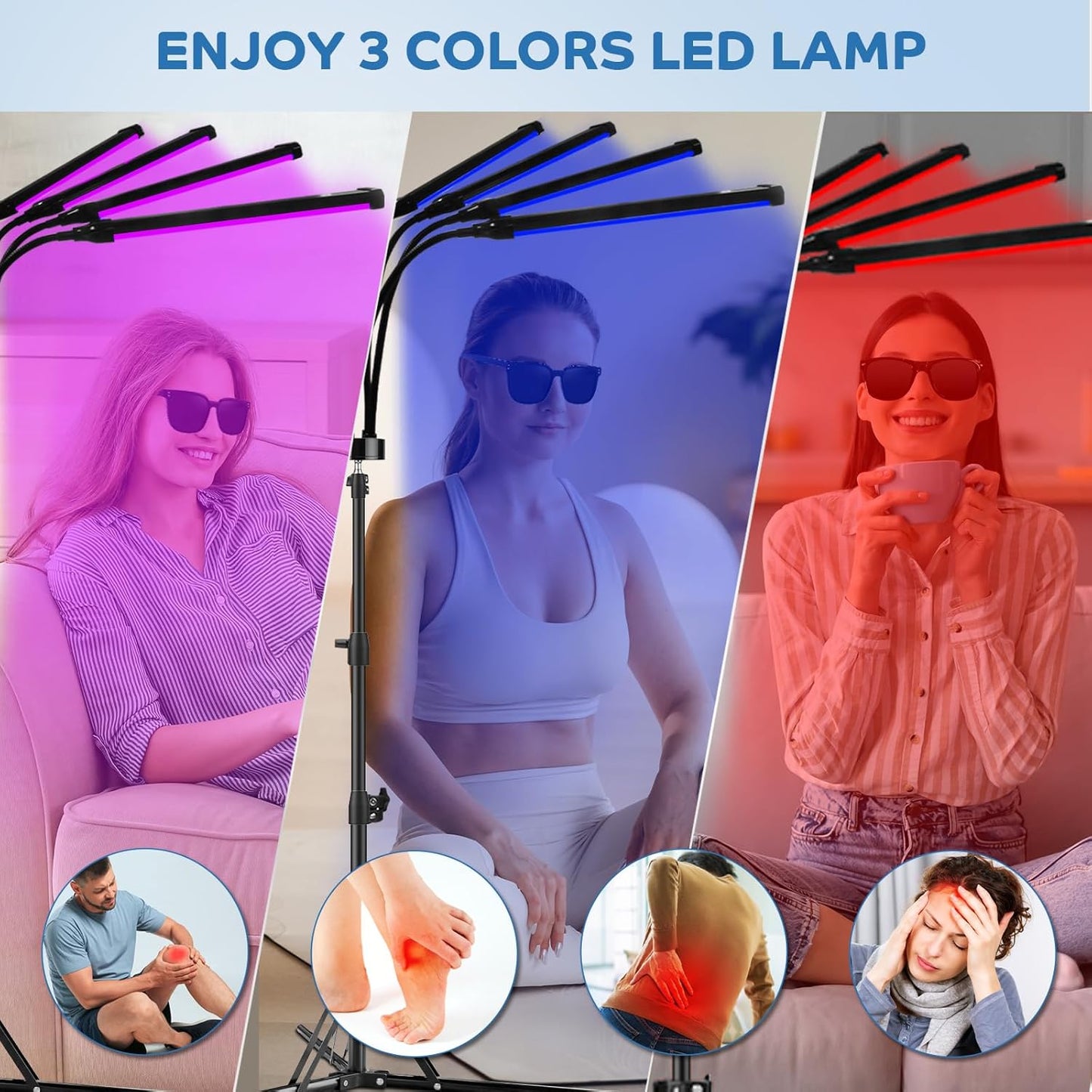 Red Light Therapy for Body, 180 Leds Red and Blue Light Therapy Lamp with Tripod, 3-In-1 Chip Designed 415Nm&660Nm&850Nm Infrared Light Therapy for Face