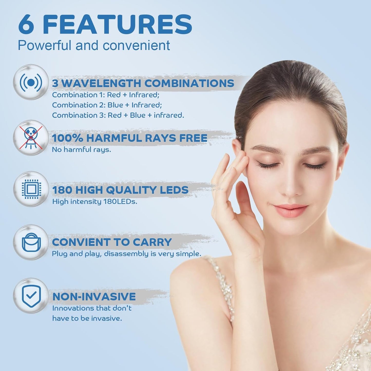 Red Light Therapy for Body, 180 Leds Red and Blue Light Therapy Lamp with Tripod, 3-In-1 Chip Designed 415Nm&660Nm&850Nm Infrared Light Therapy for Face