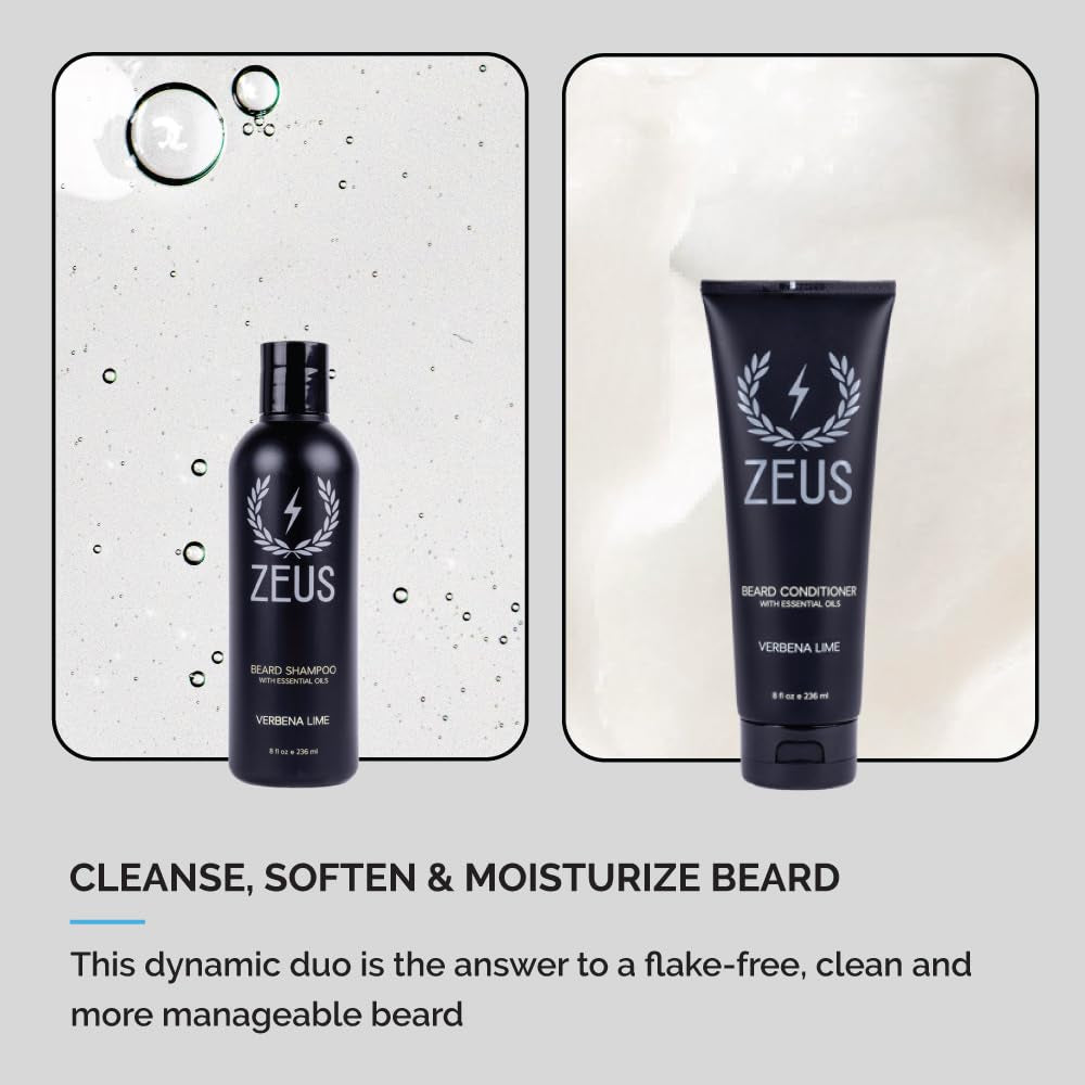 Beard Wash & Beard Conditioner Set with Green Tea for Men, Soften, Hydrates & Moisturizes - MADE in USA (Sandalwood)