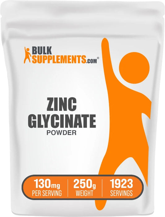 Bulksupplements Zinc Glycinate Powder - Gluten Free, 130Mg per Serving - 5 Kilograms (11 Lbs) - 38460 Servings
