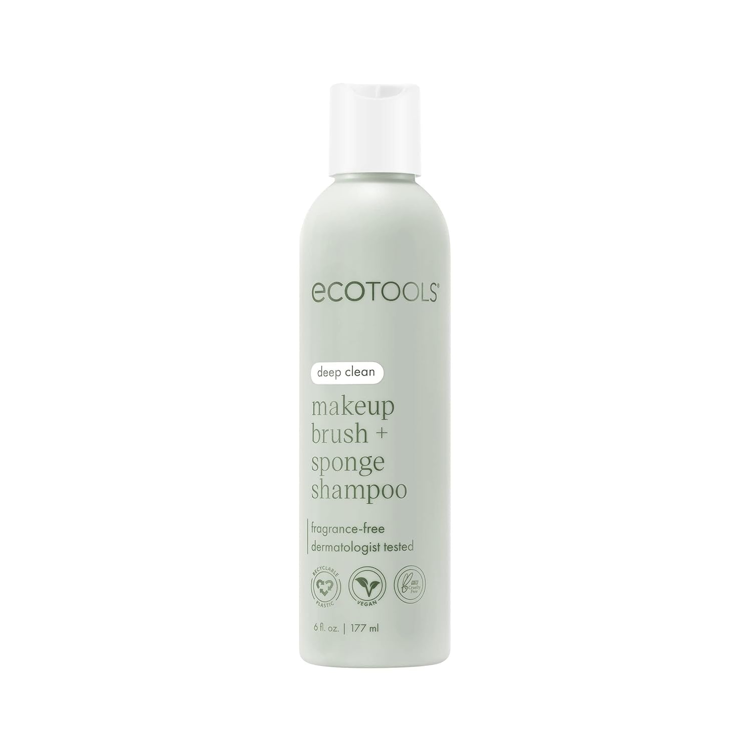 Cleanser Shampoo for Makeup Brush/Sponge/Puffs, Remove Makeup & Impurities, Fragrance-Free, No Harsh Chemicals, Vegan & Cruelty-Free, 6 Fl.Oz./177 Ml, 1 Count